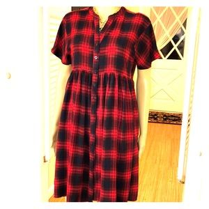 CUTE Red, Black  patterned Dress. Anthropologie.